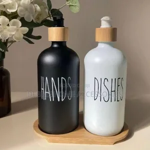 Hand Soap and Dish Soap Dispenser With Bamboo Tray