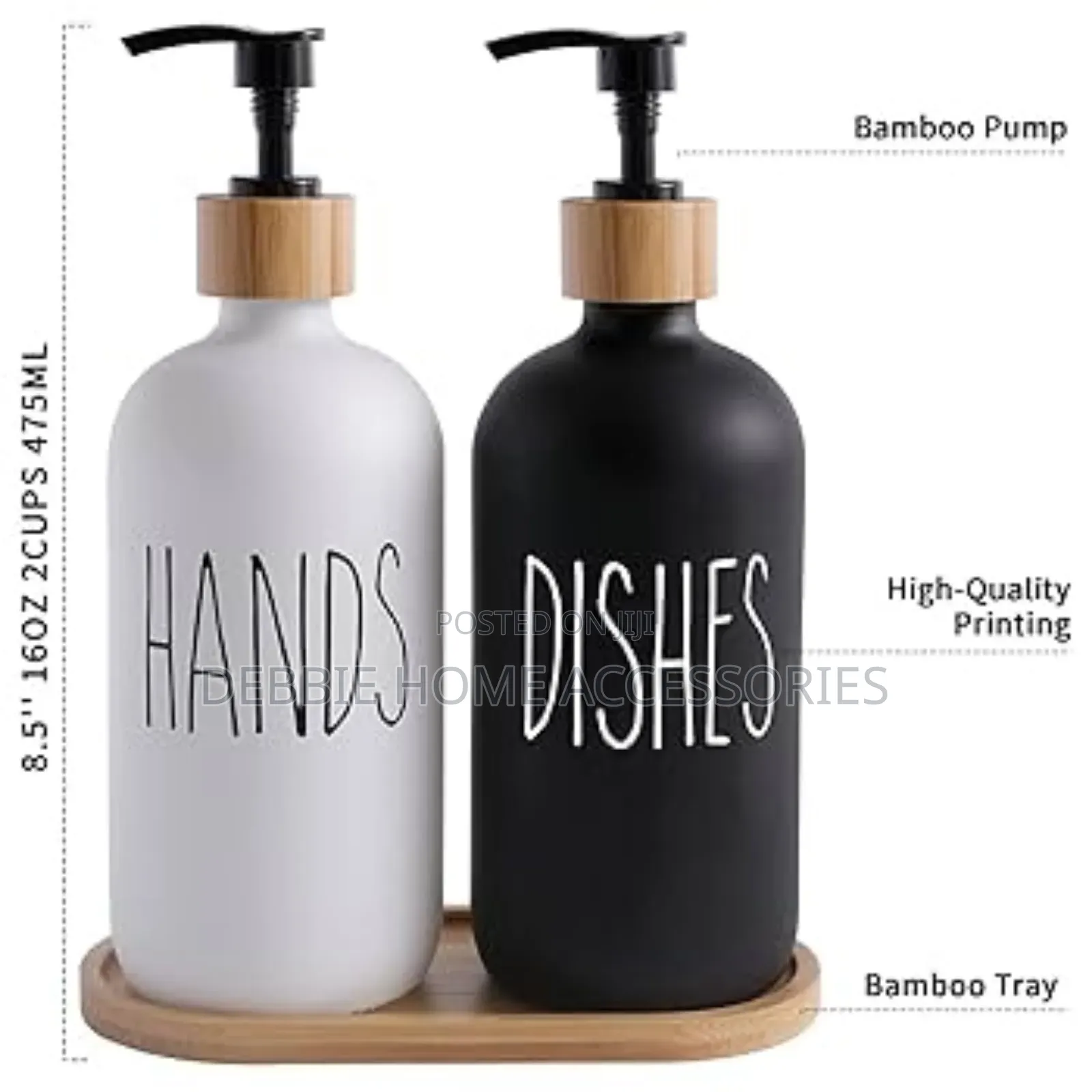 Hand Soap and Dish Soap Dispenser With Bamboo Tray