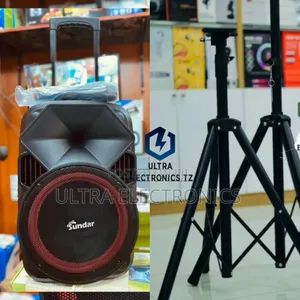 Sundar Portable Rechargeable Speaker 10inch With Stand and Mic