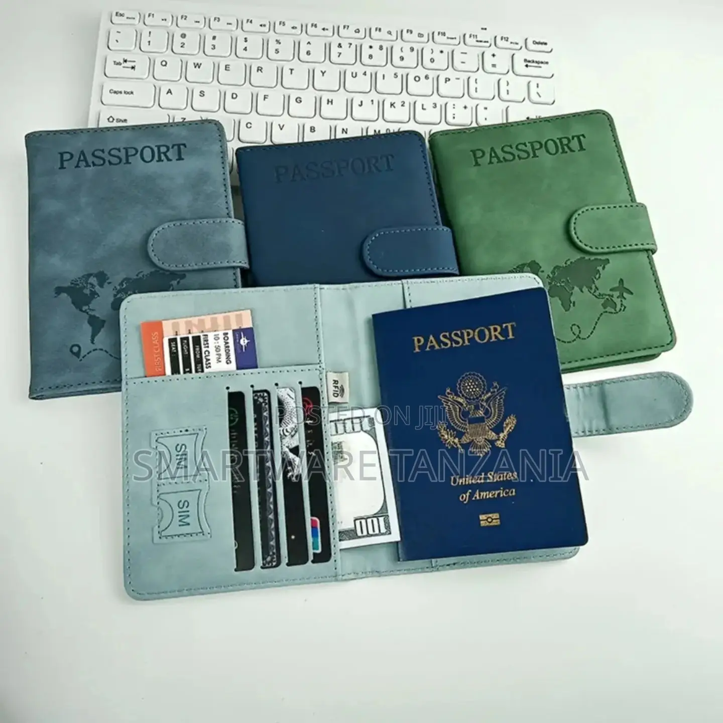 Travel Passport Holder Wallet Organizer With Card Slots Map Design