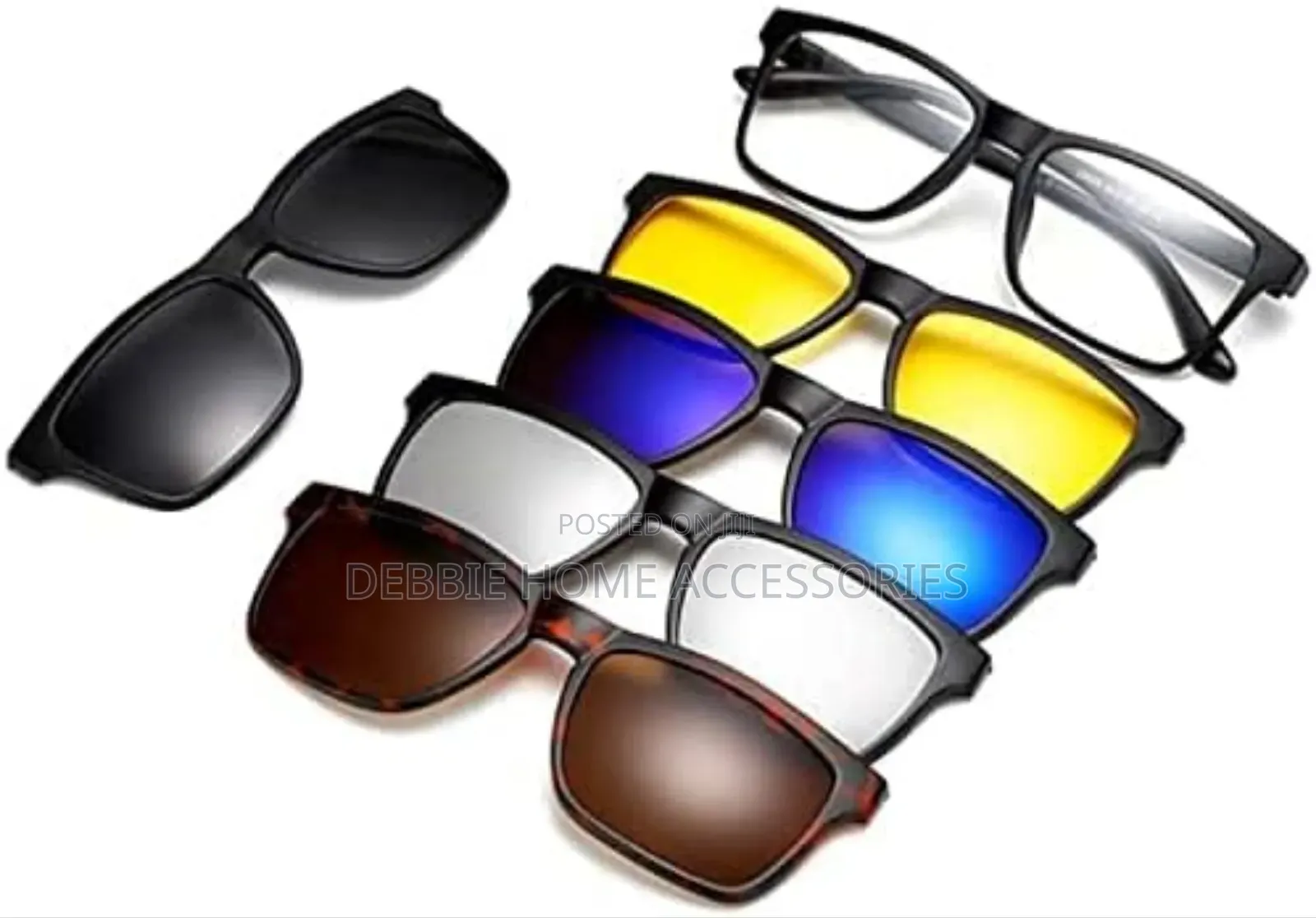 Set of 5-in-1 Magnetic Clip-on Sunglasses