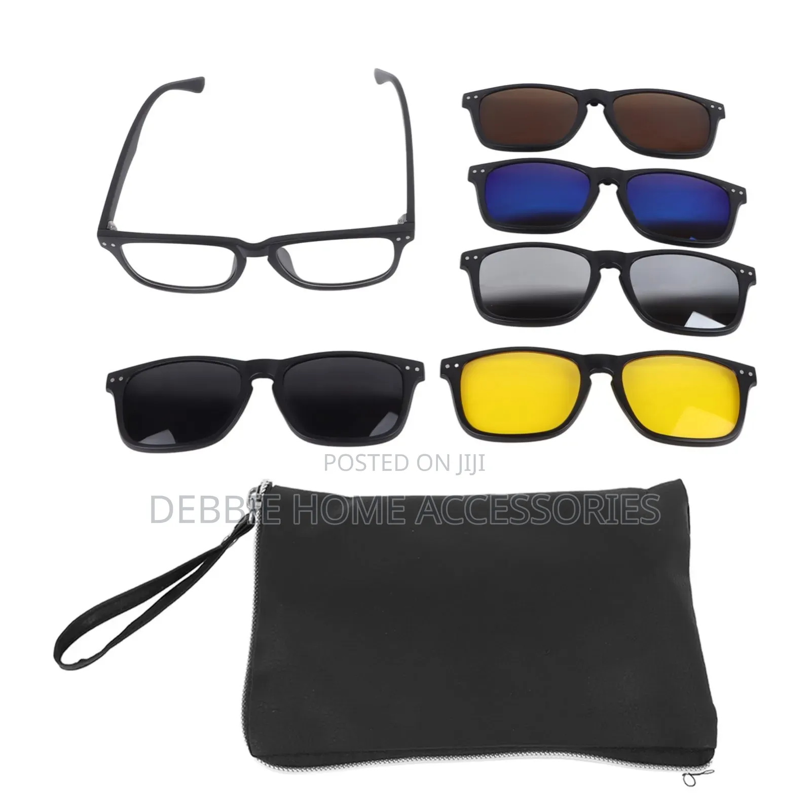 Set of 5-in-1 Magnetic Clip-on Sunglasses