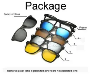 Set of 5-in-1 Magnetic Clip-on Sunglasses