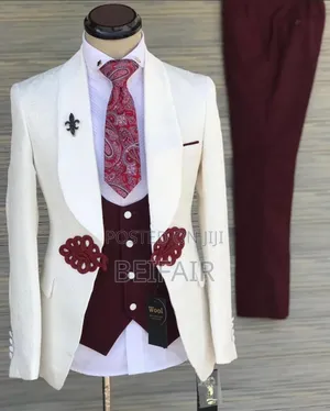 White Maroon Suit