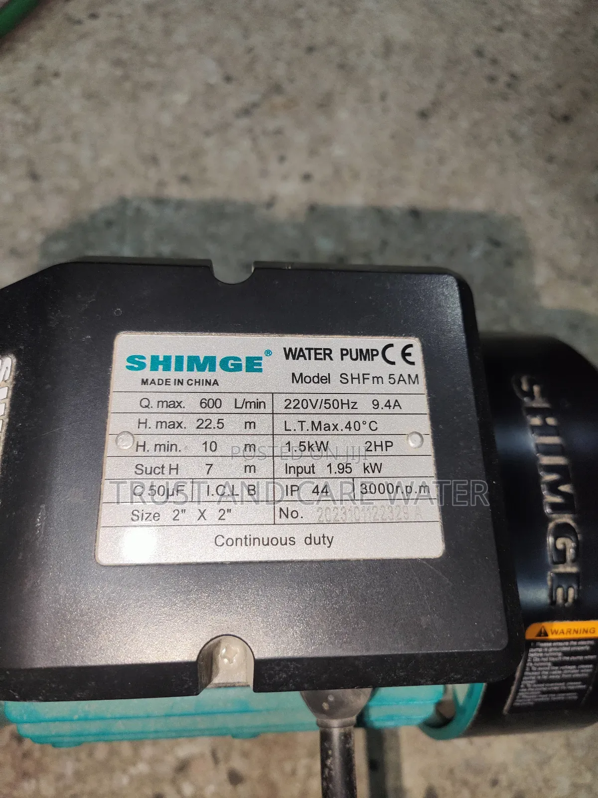 Shimge Surface 2hp (2×2inch) Single Phase