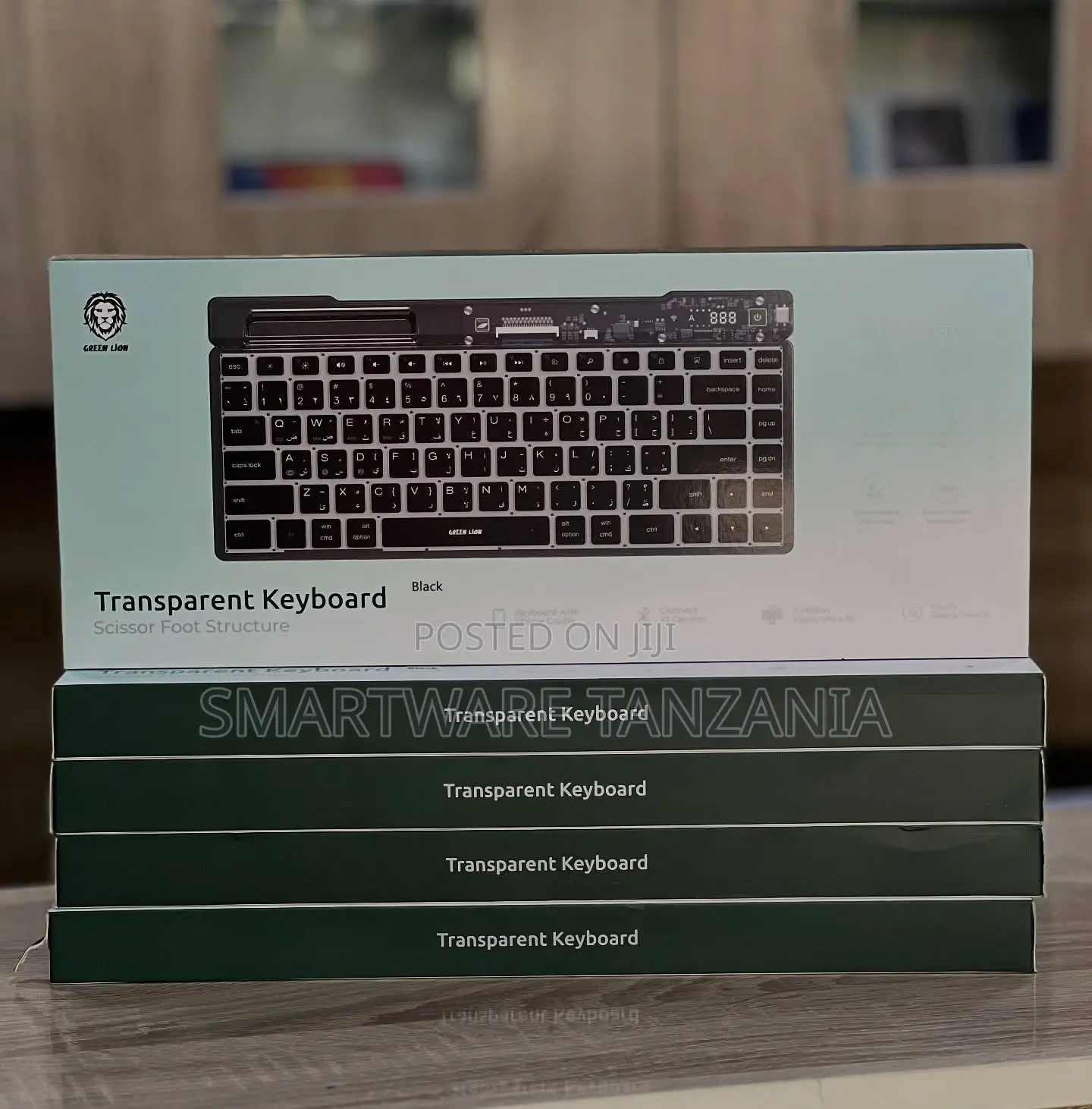 Green Lion Transparent Keyboard - Bluetooth Scissor Switch Black