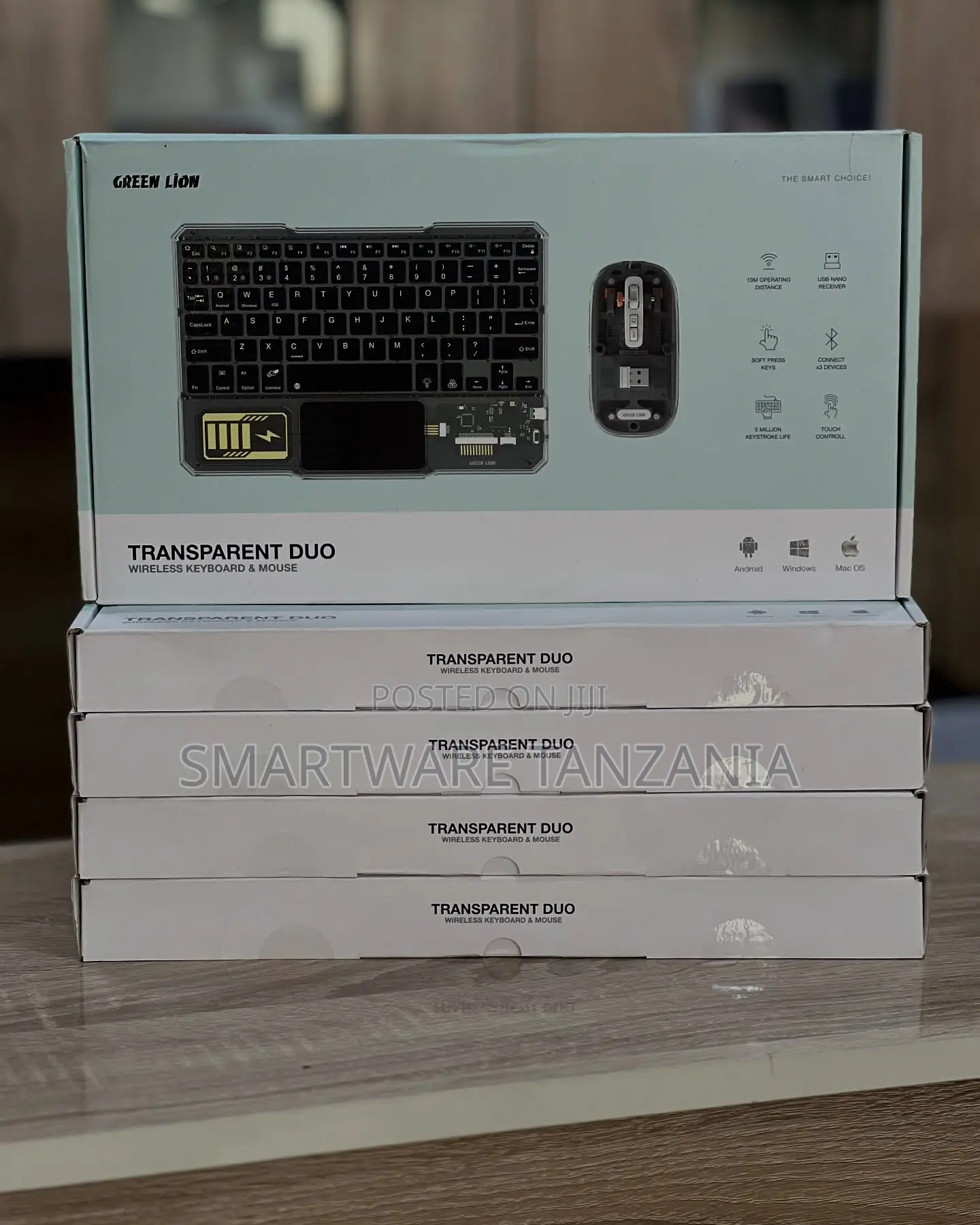 Green Lion Transparent Duo - Wireless Keyboard Mouse Combo Set