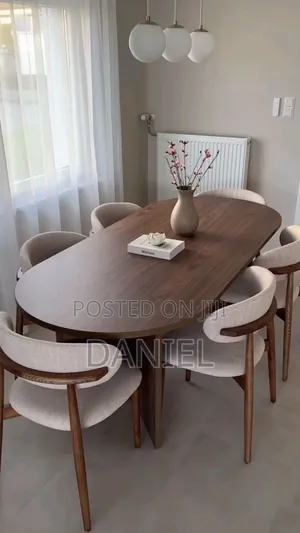 Dining Table Ya Viti 6 Mbao Ngumu Wood Color