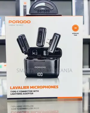 Porodo Lavalier Microphones With Type-C Lightning Adapter