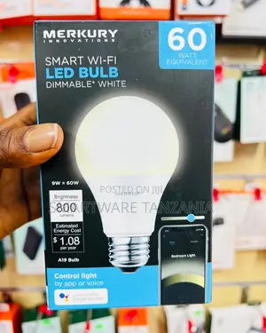 Merkury Innovations A19 Smart Wi-Fi Dimmable White Led Bulb