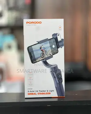 Porodo 3-Axis Gimbal Stabilizer - Ai Tracker Light for Phones