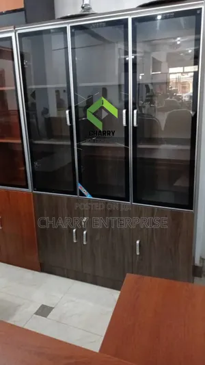 Wooden Office File Cabinet With Glass 3door Bookshelf for Office, Home