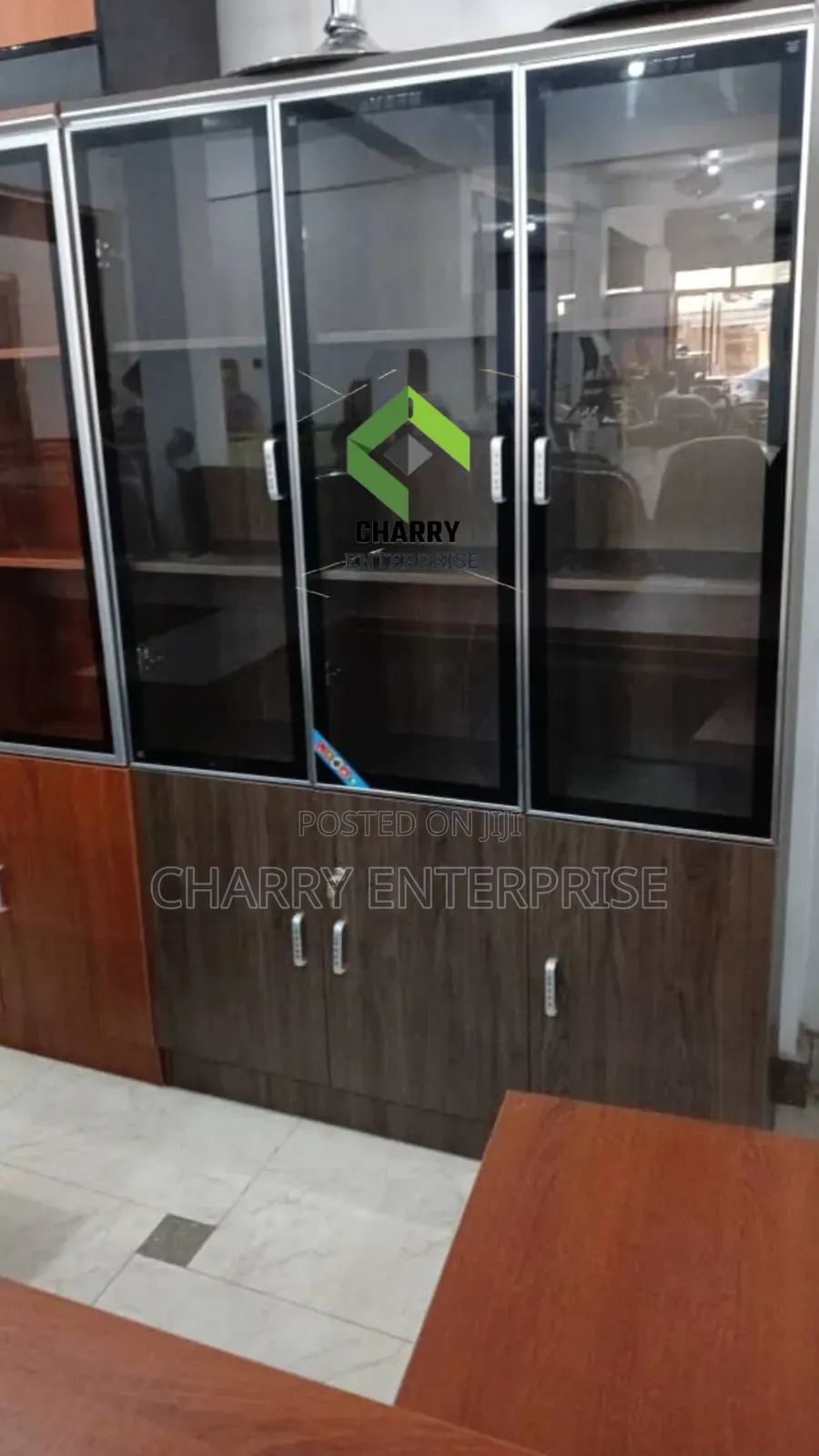 Wooden Office File Cabinet With Glass 3door Bookshelf for Office, Home