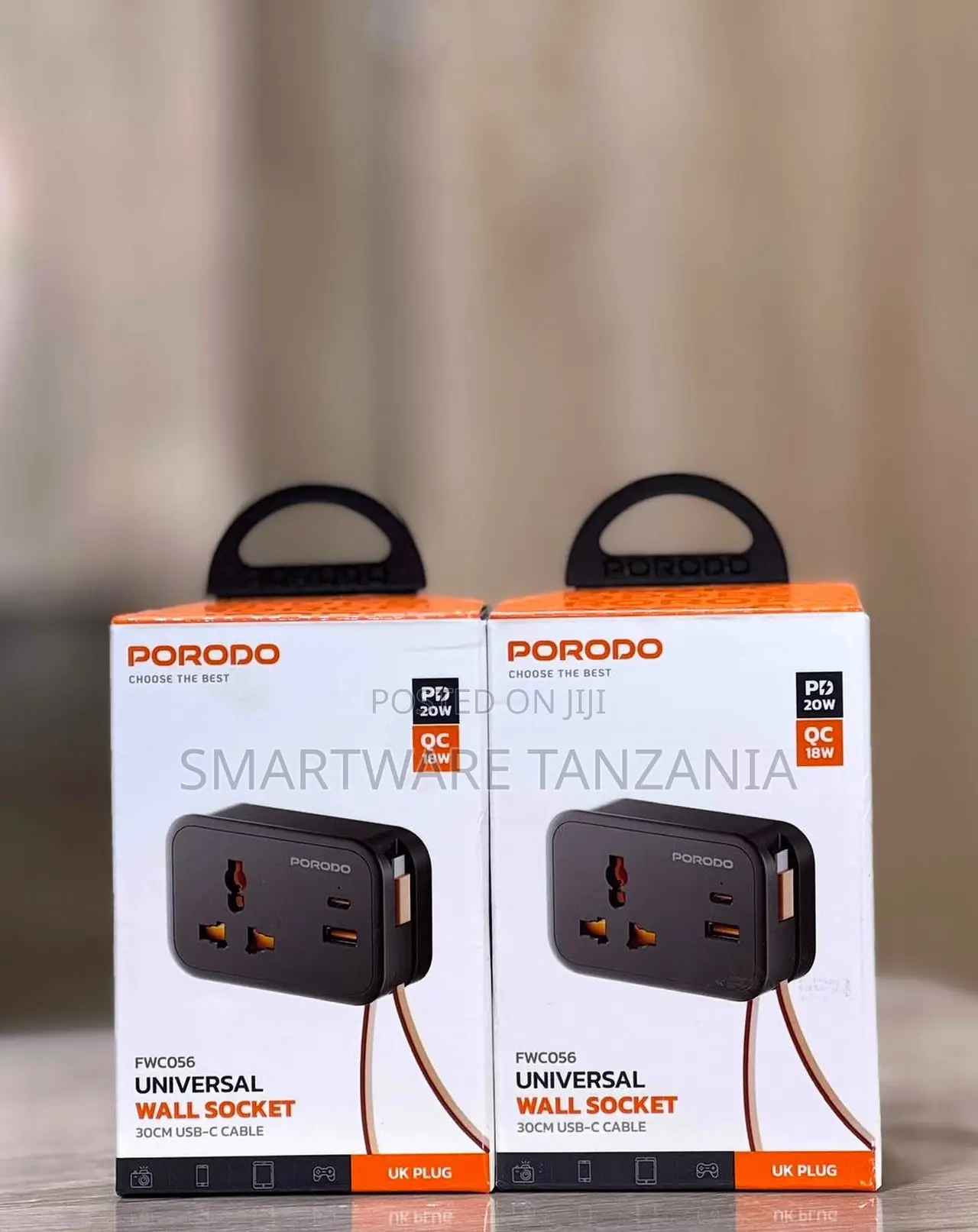 Porodo Fwc056 Universal Wall Socket Pd 20w Qc 18w Uk Plug 30cm Cable