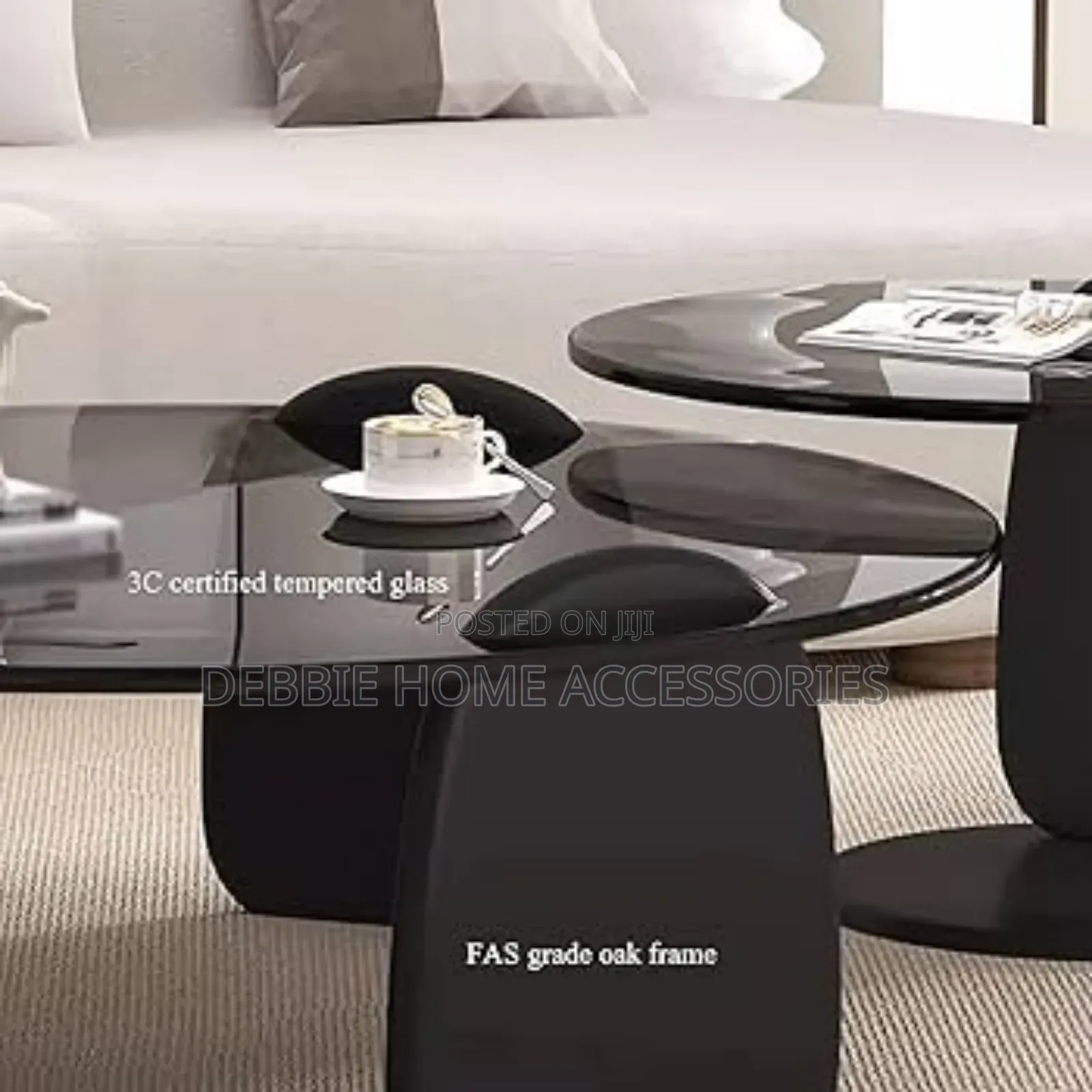 Modern Black and Glass Nesting Coffee Table Set(Ym-137)