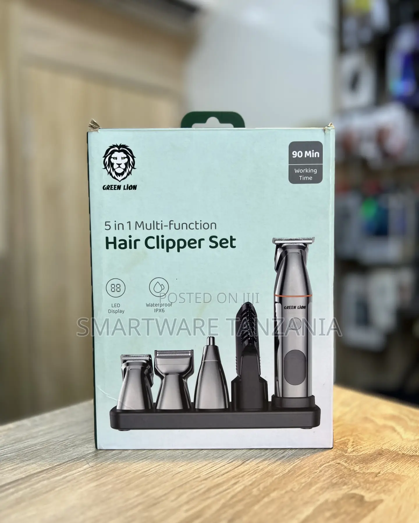 Green Lion 5-in-1 Hair Clipper Set 90min Battery Led Display Ipx6