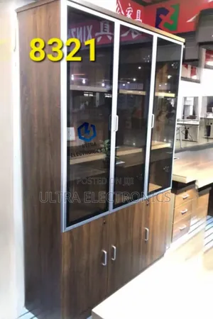 Wooden Office File Cabinet With Glass 3door Bookshelf for Office, Home