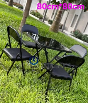 Black Folding Table and Chairs Set for Home, Garden, Restaurant Use