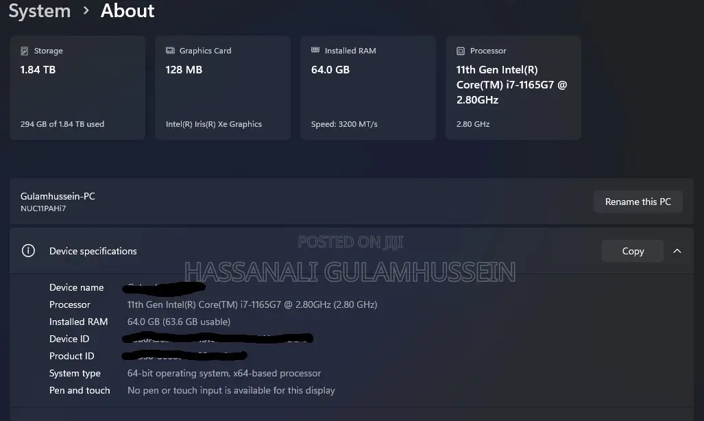 Desktop Computer 64GB Intel Core i7 HDD+SSD 2T