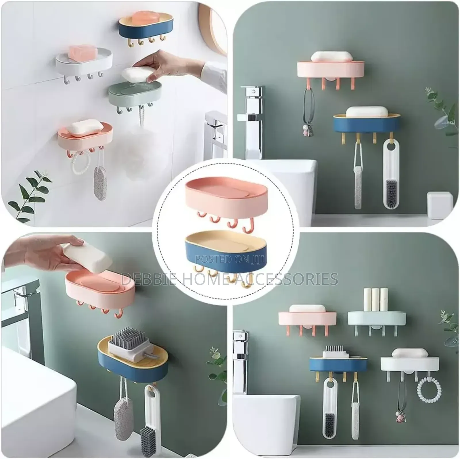 Wall-Mounted Soap Dish Holder With Hooks-2pcs