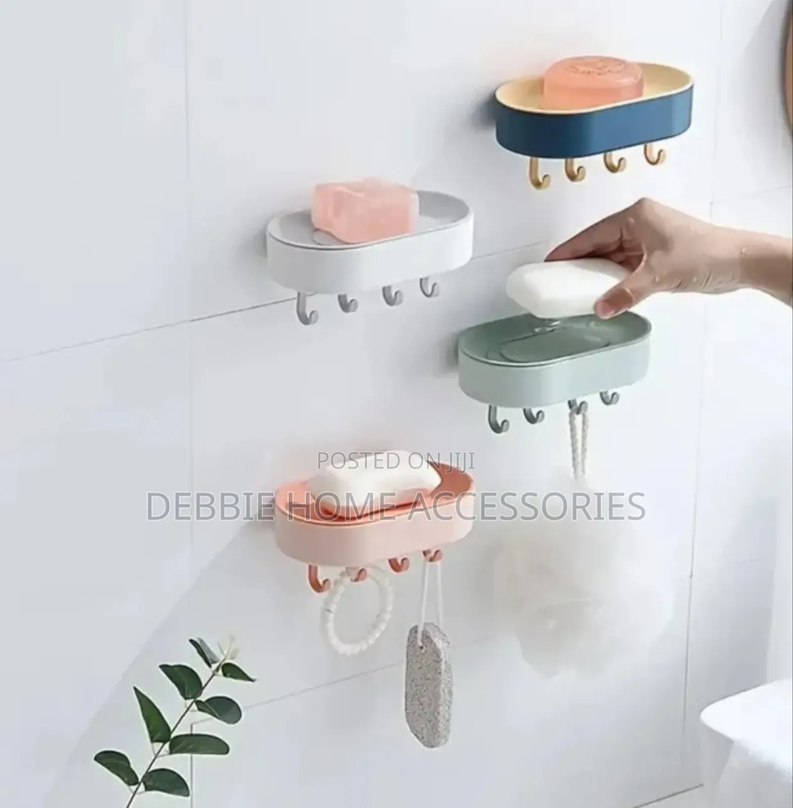 Wall-Mounted Soap Dish Holder With Hooks-2pcs