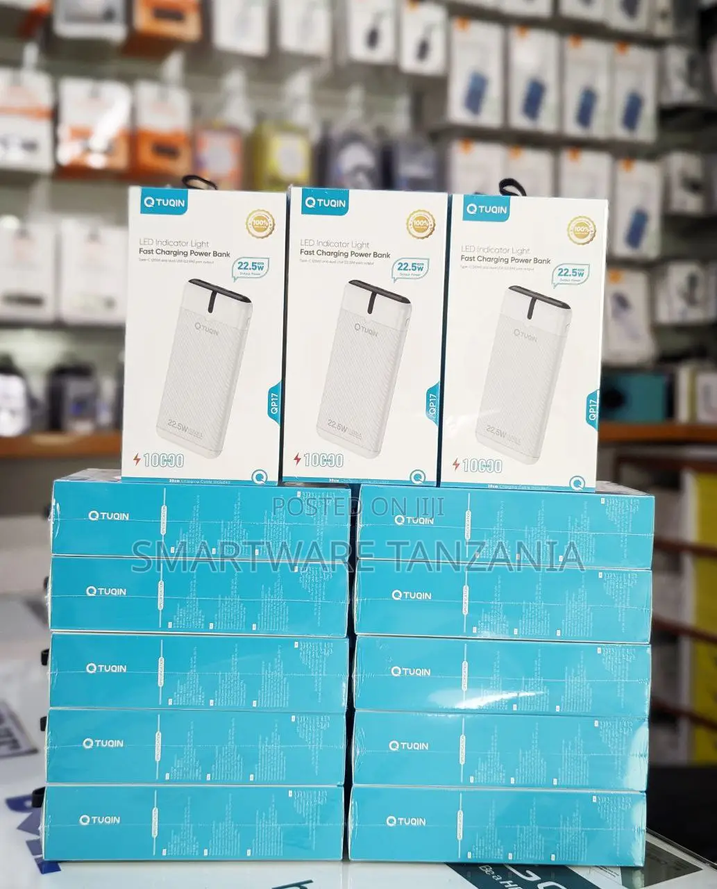 Qtuqin Power Bank 10000mah 22.5w Pd Fast Charging Led Display White