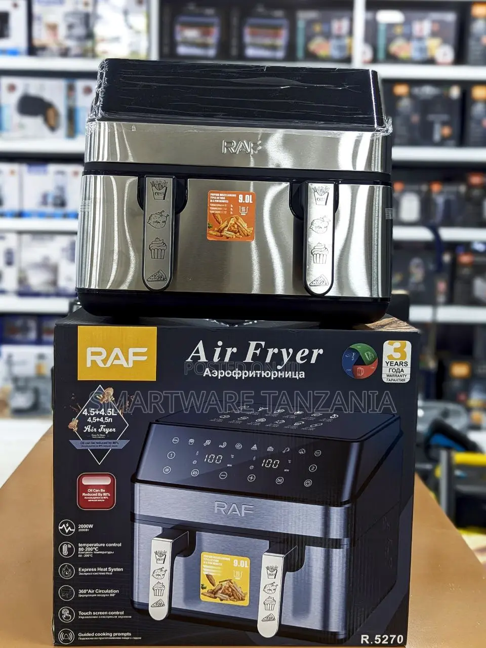 Raf Air Fryer 9l Dual Zone 2000w Digital Touchscreen Multi-function