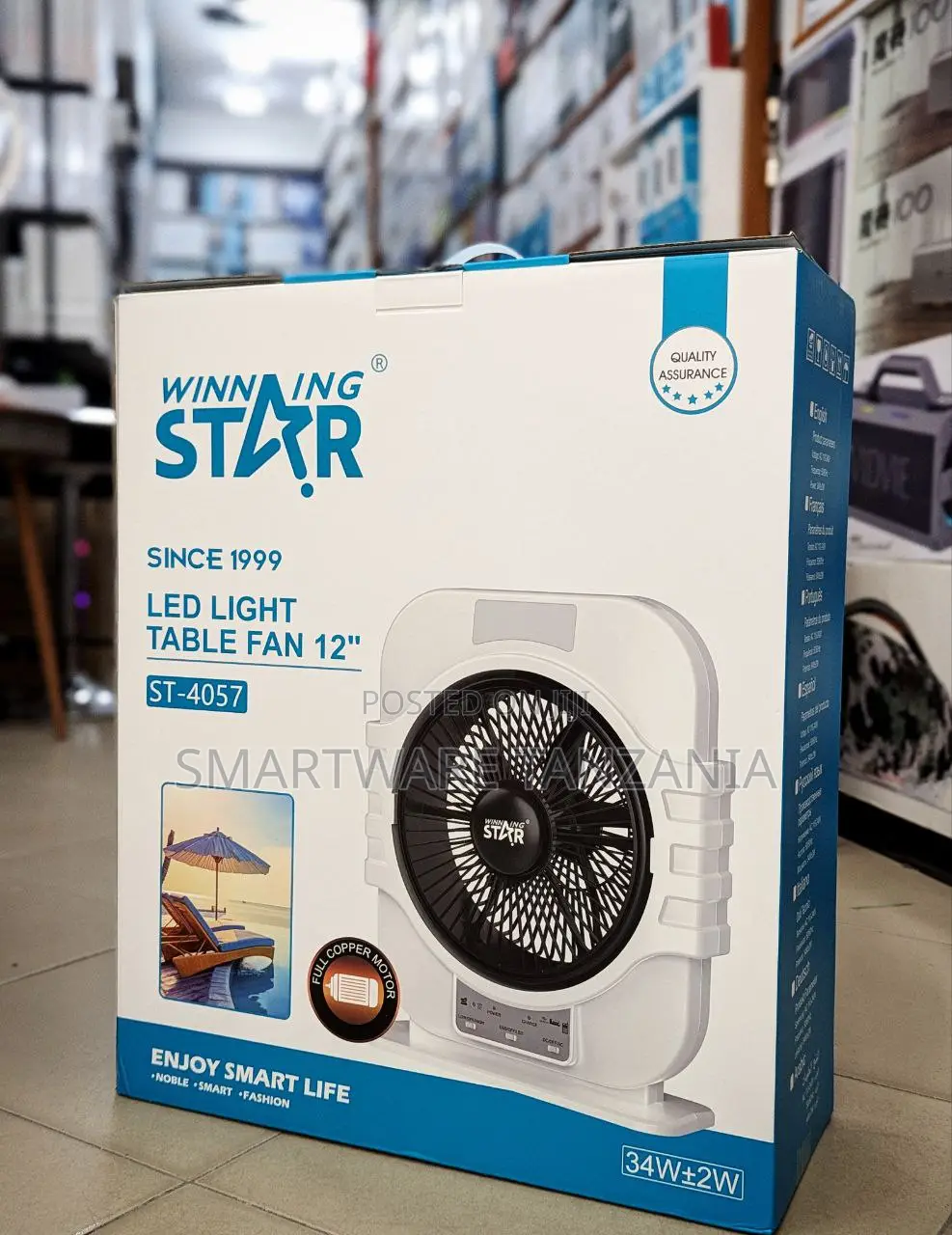 Winning Star Table Fan 12 Inch St-4057 Led Light Rechargeable