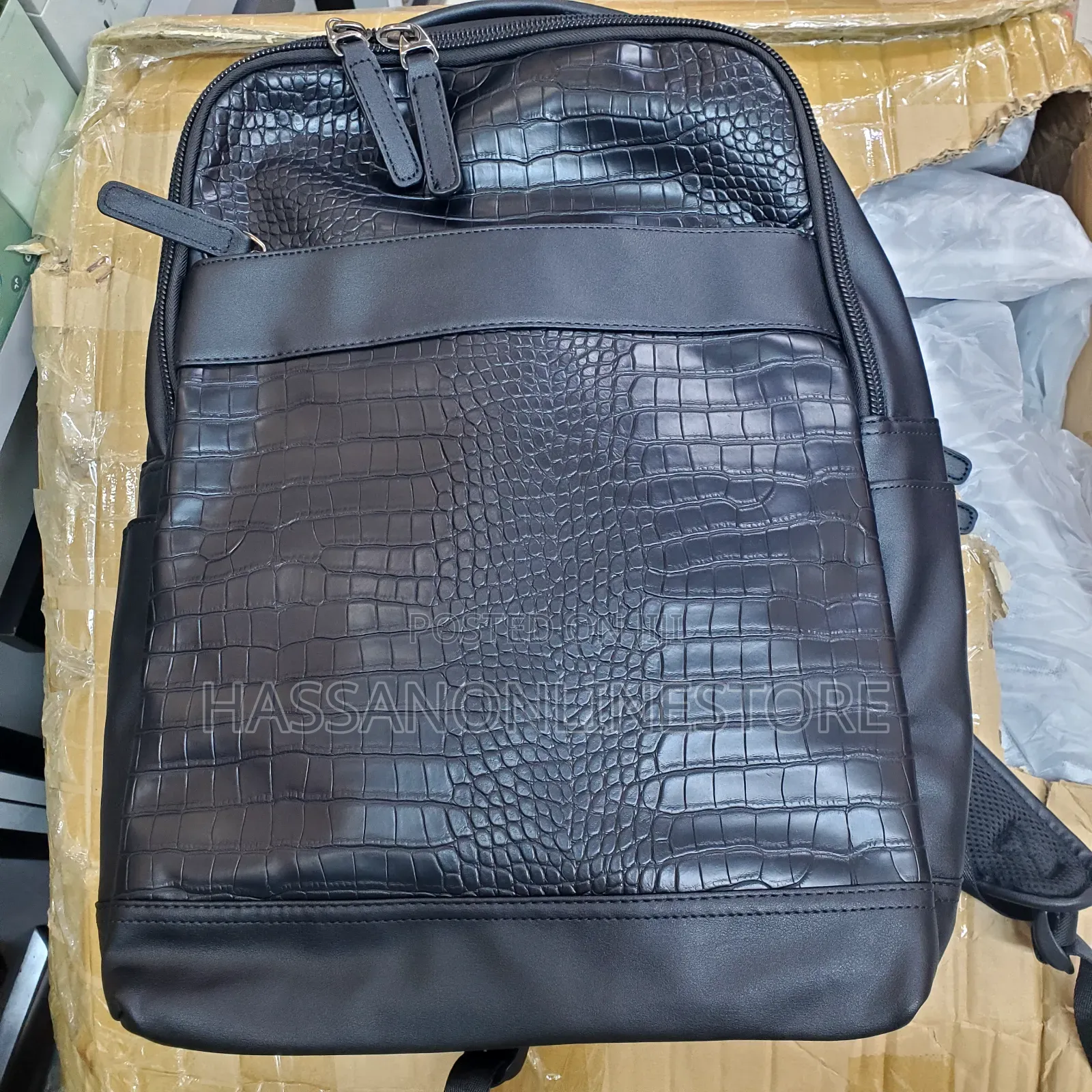 Faux Crocodile Leather Backpack