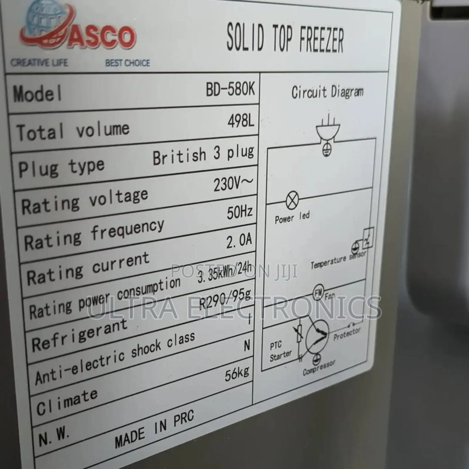 Original Asco Chest Freezer (Solid Top Freeze 498litres