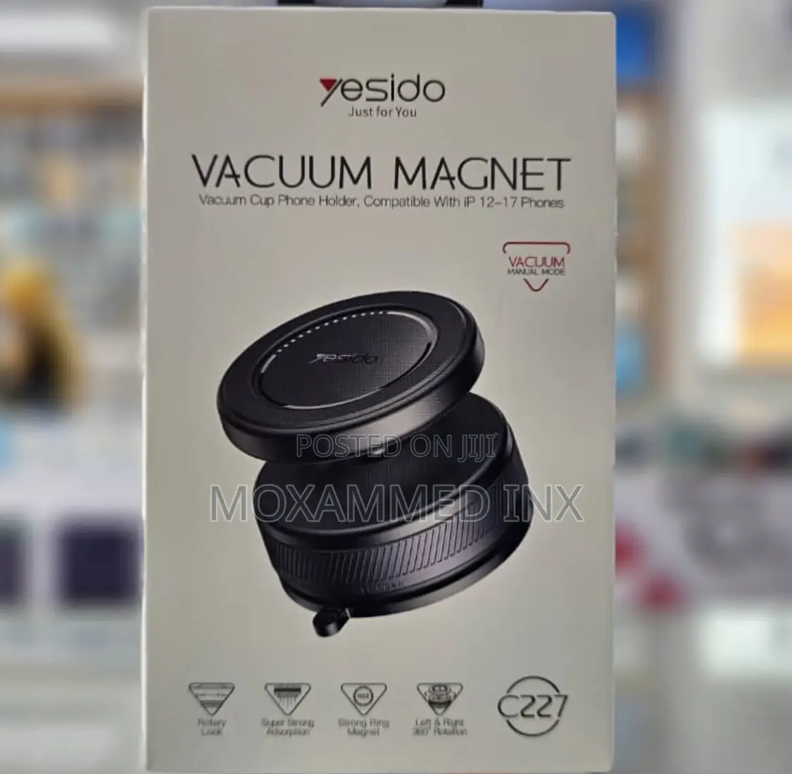 C227 Yesido Vacuum Magnet Phone Holder 360 Rotation Rotary Lock