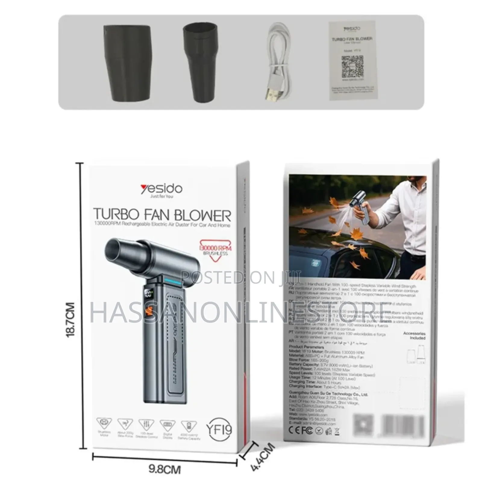 Yesido Yf19 Handheld Portable Car Dust Blower/Fan/Vacuum Cleaner