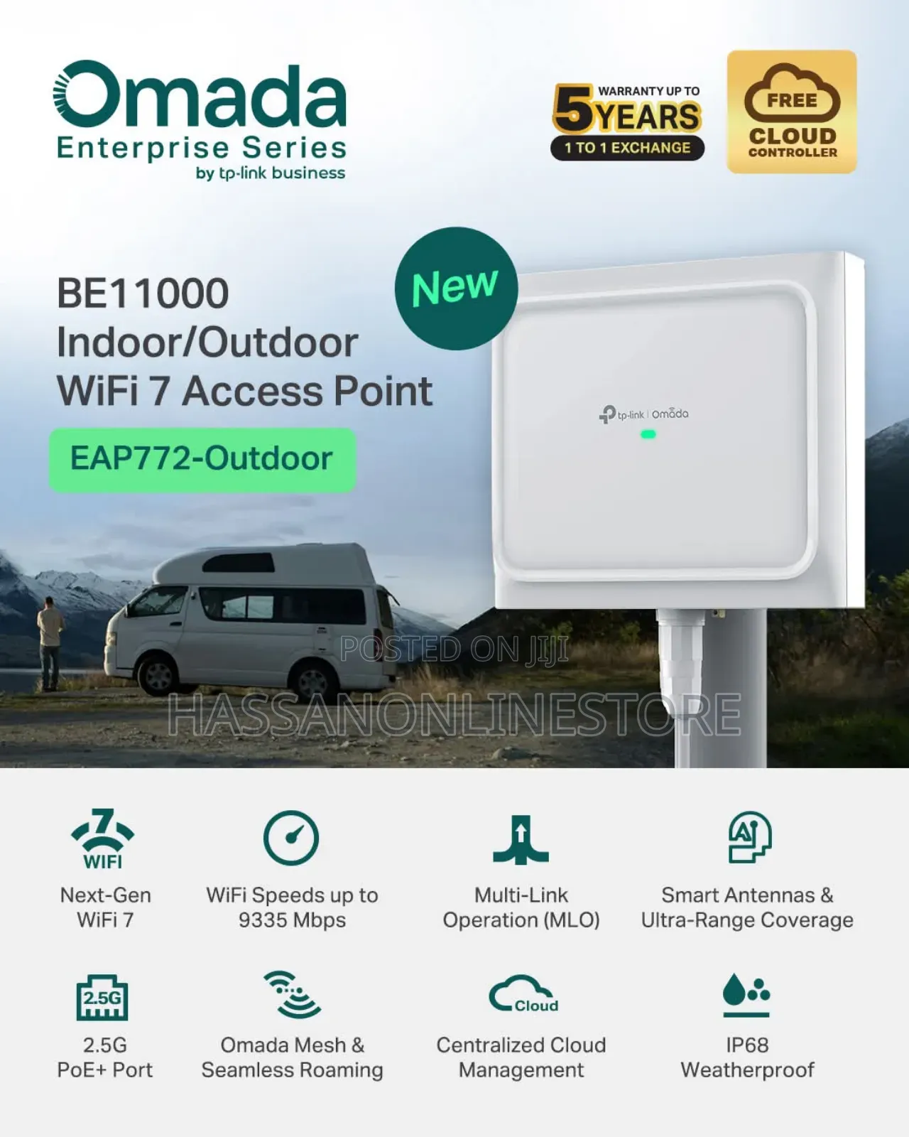 Tp-Link Omada Eap772-Outdoor Be9300 Tri-Band Wi-Fi 7 Access Point