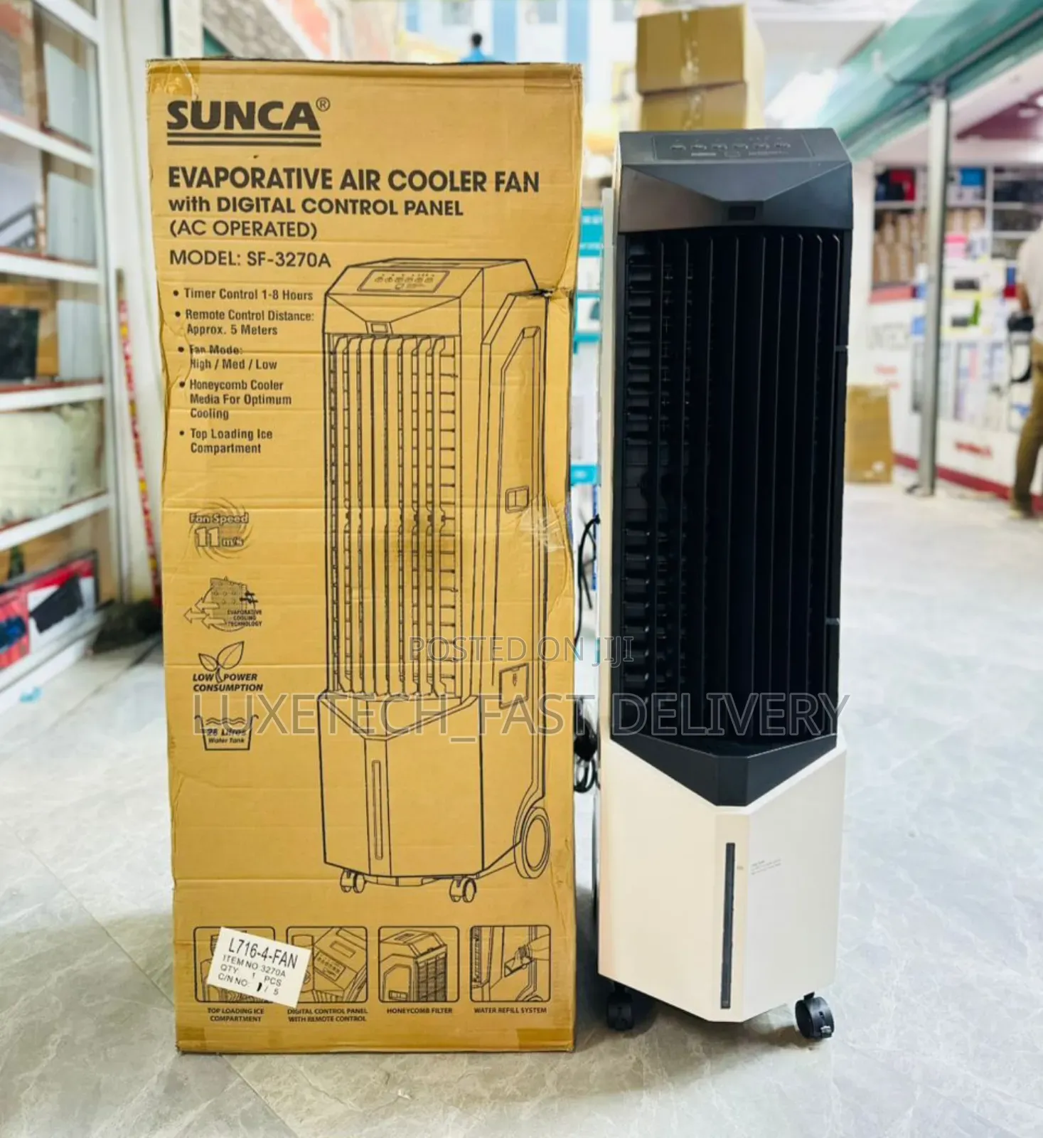 Sunca Evaporative Air Cooler Fan With a Digital Control Panel
