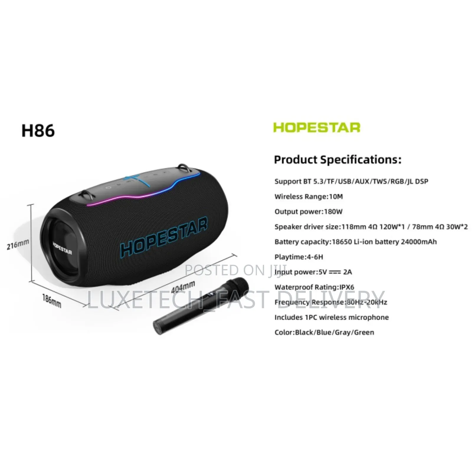 Hopestar H86 Portable Speakers 180w With Wireless Microphone