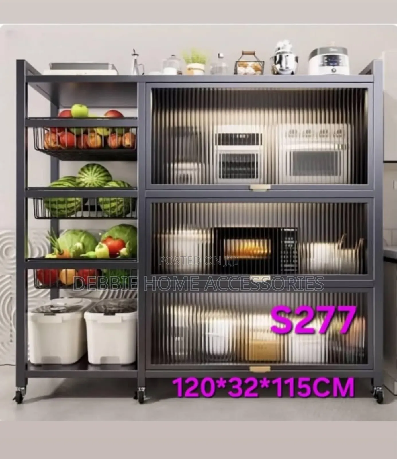 Freestanding Metal Kitchen Storage Cabinet.