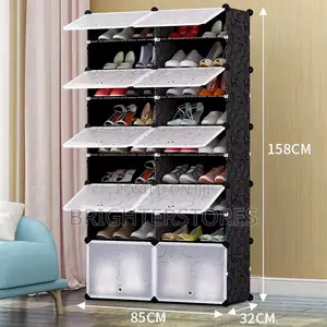 Plastic Shoes and Clothes Rack Double Door