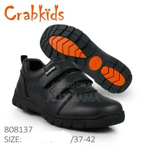 School Shoes Fullblack Crab Kids Material Leather
