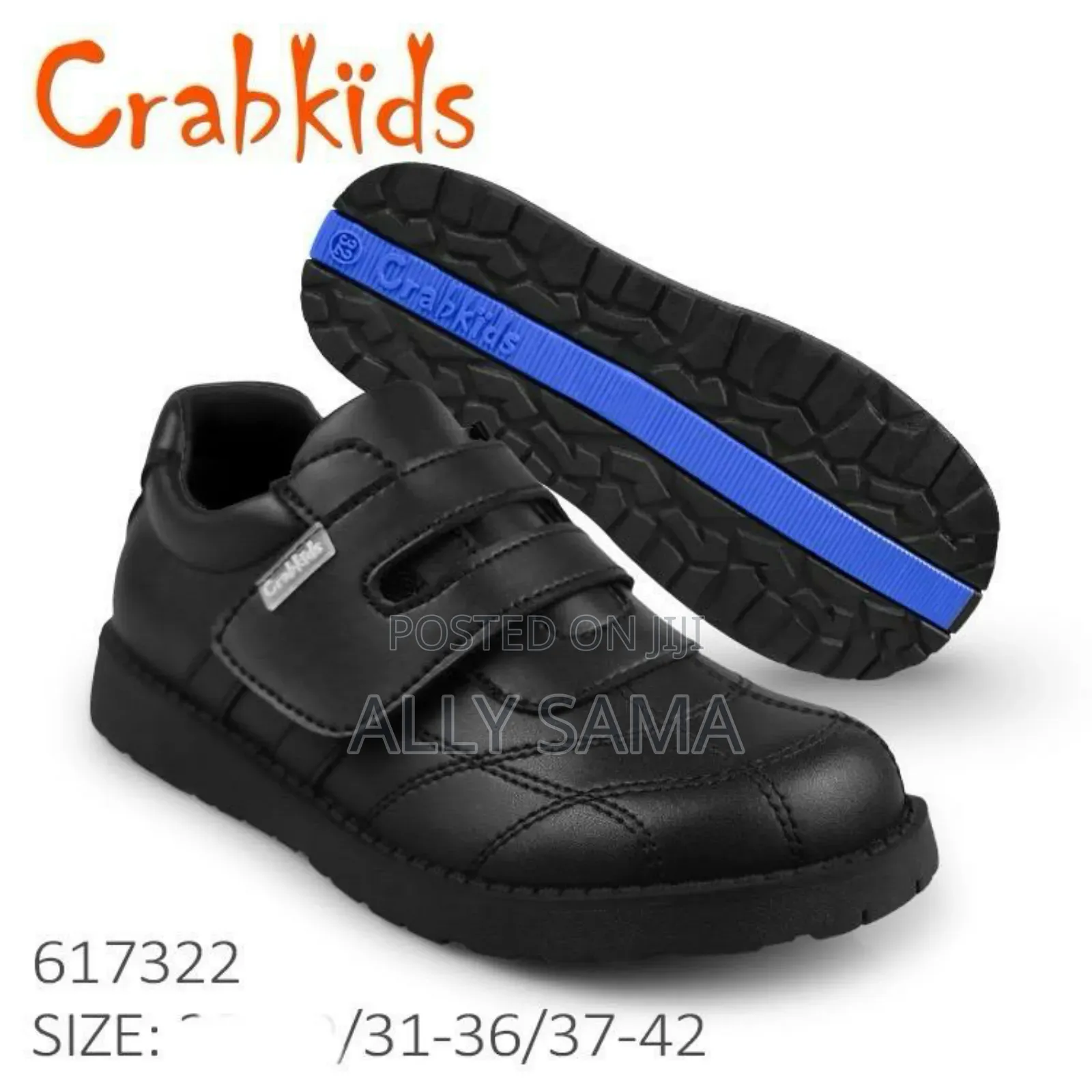 School Shoes Fullblack Crab Kids Material Leather
