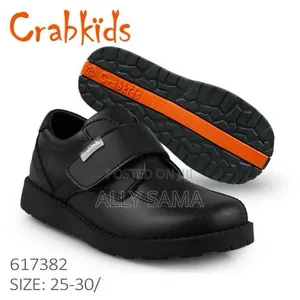 School Shoes Fullblack Crab Kids Material Leather