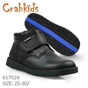 School Shoes Boots Crab Kids Full Black Material Leather