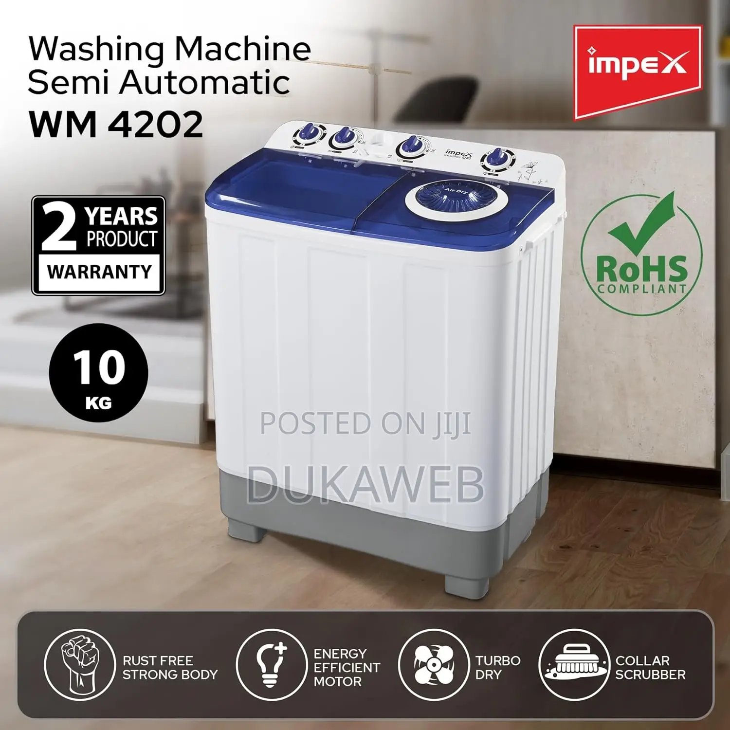 Impex Wm 4202 10kg Semi-Automatic Washing Machine – Brand New