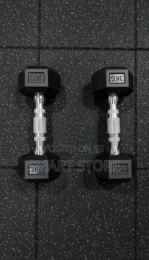Hexagon Rubber Dumbbell 3kg – Heavy Duty