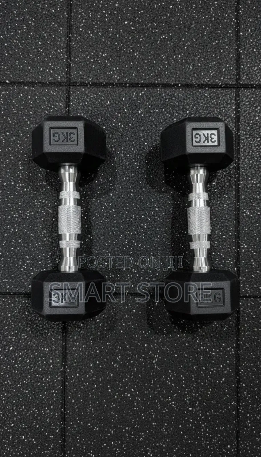 Hexagon Rubber Dumbbell 3kg – Heavy Duty