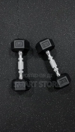 Hexagon Rubber Dumbbell 3kg – Heavy Duty