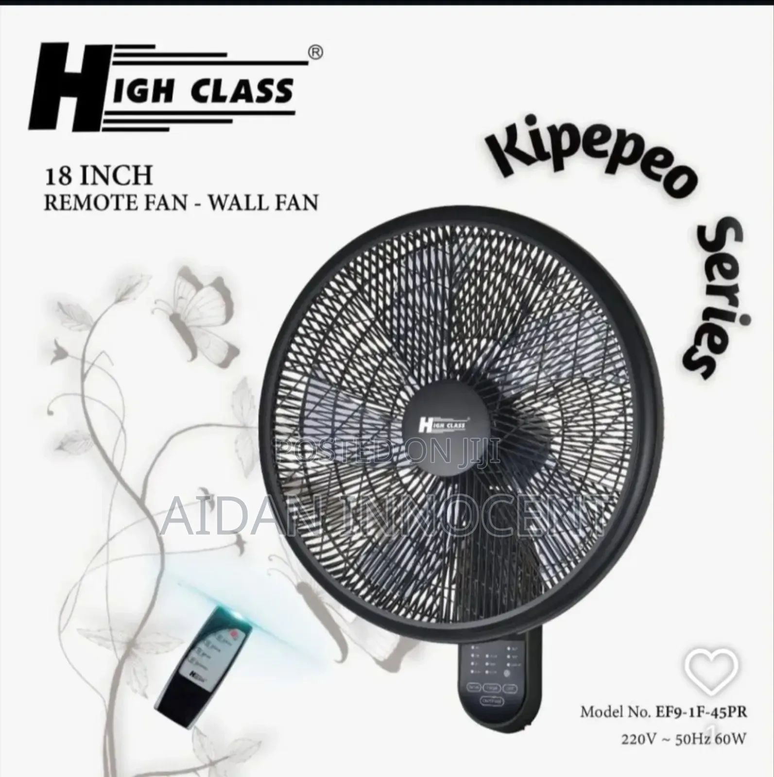 High Class Remote Wall Fan 18cm
