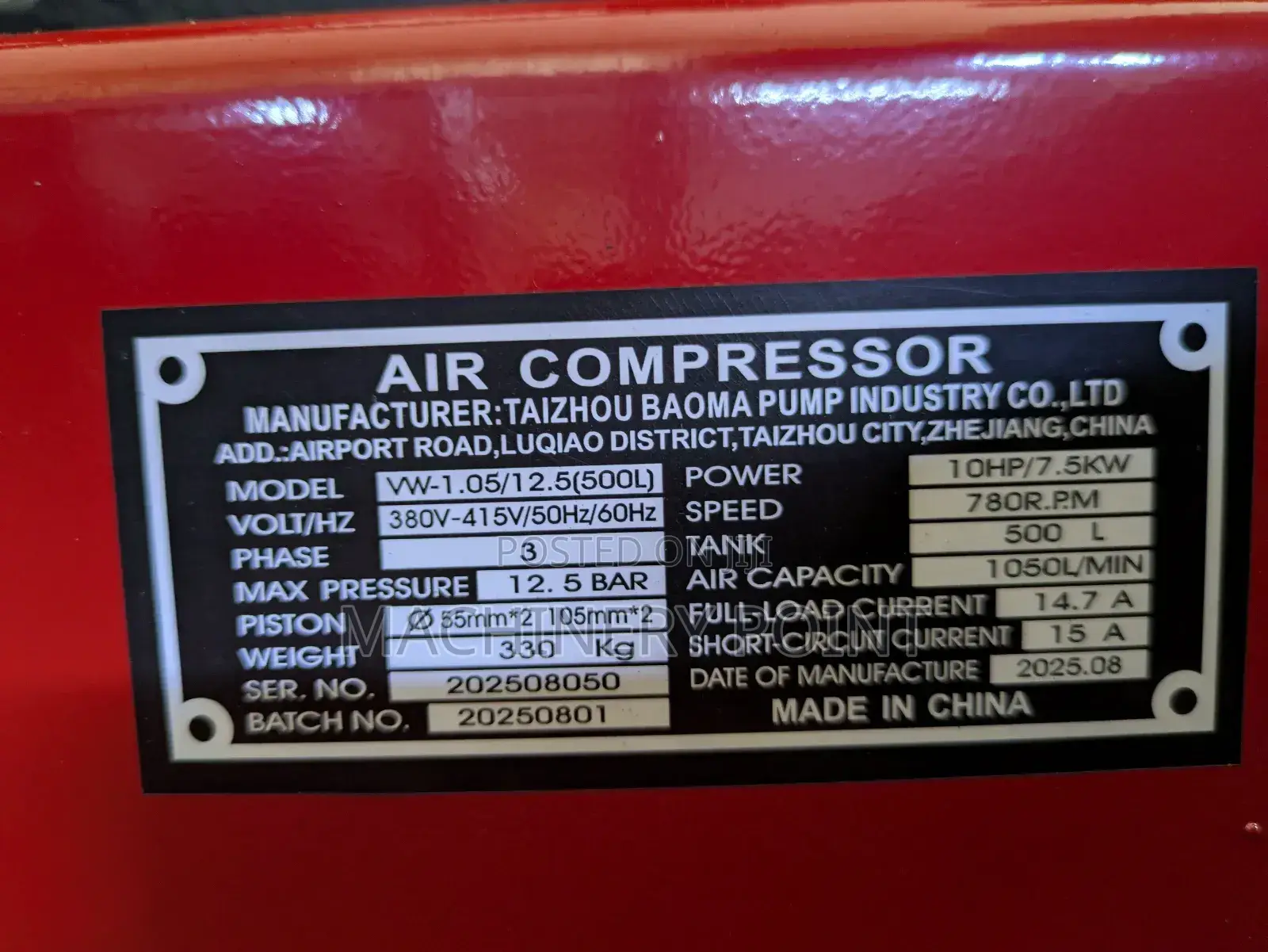 Air Compressor 500l