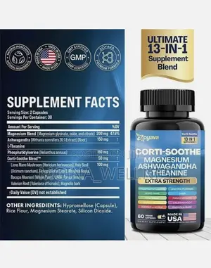 Corti-Soothe Magnesium,Ashwagandha,L-Theanine - Supports Cortisol