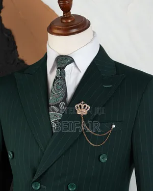 Deep Green With Stripes Double Breasted