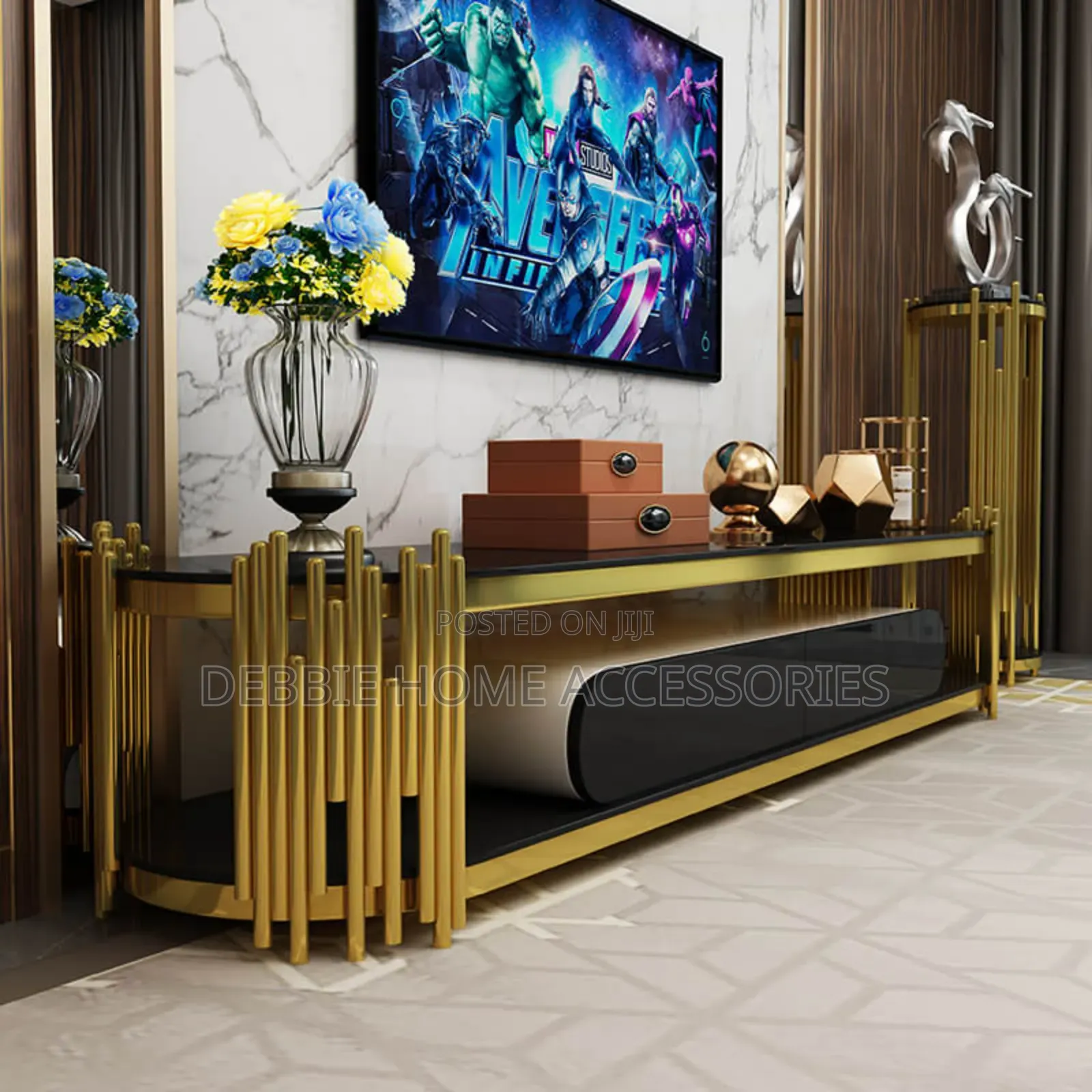 Modern Black and Gold Tv Stand ( 23-90y) Size 140cm*40cm
